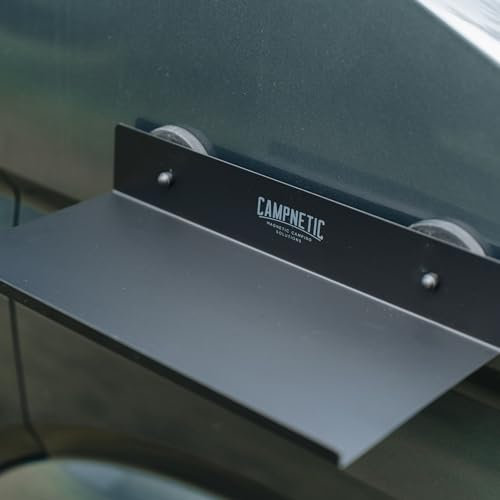 Campnetic Magnetisches Regal 30x15cm Schwarz - Einfaches Anbringen ohne Bohren - Camper Zubehör - Offroad Zubehör - Magnetische Tablett ideal für Van, Camper, Wohnmobil - komplettes Set inkl. Beutel