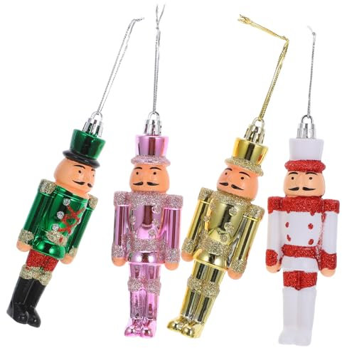 OKUMEYR 4pièces Décoration Noël Casse-Noisette Plastique Figurines Suspendues Décoration De Table De Noël Cadeau