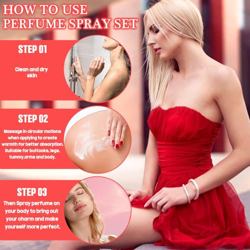 Parfum 90ml Damendüfte Mit 80g Gesäßcreme Eau De Parfum Bodyspray Körper Und Haar Blumig-fruchtiger Duft Damenparfum Befeuchtet Die Haut Geschenke Für Verliebte, Frauen, Mütter(Rosa)