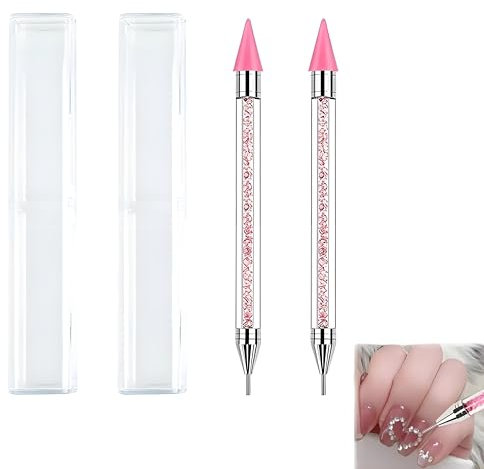2pcs Rhinestone Picker Tool - Dual-Ended Rhinestones Applicator with Dotting Wax Pen for Nail Art and DIY Projects, Perfect for Rhinestones