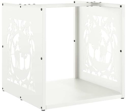 vidaXL Firewood Rack/Log Holder - White Cold-Rolled Steel 40x40x40 cm - Large Capacity Indoor Log Storage