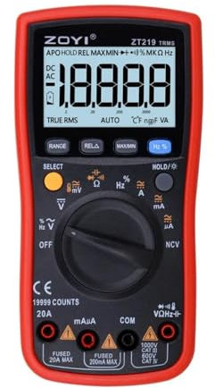 Zoyi Digital Multimetro ZT219 Meter 19999 Conti Voltmetro del condensatore a transistor elettrico automobilistico CA/CC NCV