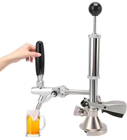 4 Zoll Bierfass Partypumpe, Edelstahl Bierfass Zapfhahn mit Luftpumpe und Verteiler, Fassbier Kegerator Pumpe für Picknicks, Partys oder Camping