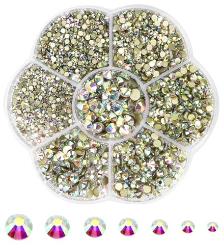 2500 Glitzersteine Hotfix Selbstklebend 0.15-0.48cm,Strasssteine für Textilien zum Kleben,Schmucksteine zum Basteln Rhinestones,für Kleidung Schuhe DIY Handwerk Nail Charms Geschenk (AB-Farbe)