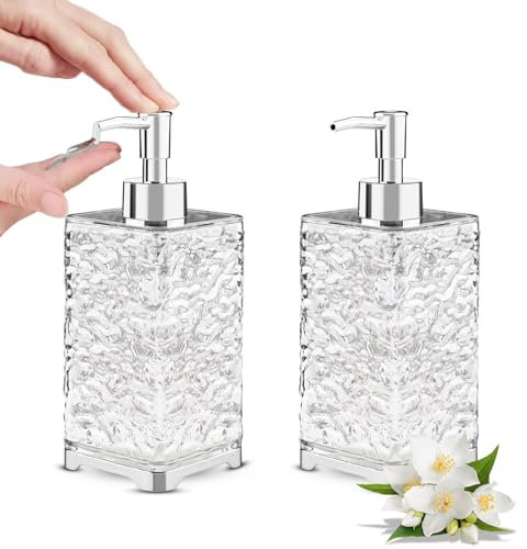 Zosenyer Dispensador Jabón Baño, 2 Pzas Dosificador Recargable de 400ml, para Cocina y Baño, Dispensadores de Gel y Champu para Jabón Líquido, Gel y Champú (Cuadrado)
