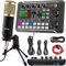 Mesa Mezclas DJ, Paquete de equipo de podcast, micrófono condensador con trípode y mezclador de audio profesional