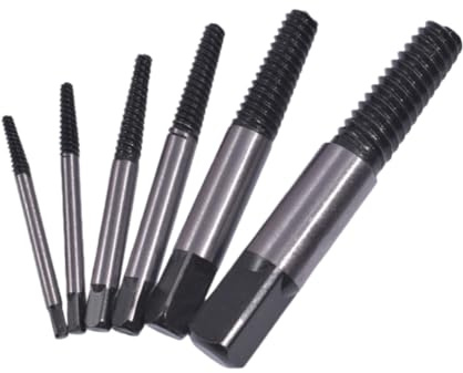 Damaged Screw Extractor Set, 6-Piece Reverse Drill Bits for Removing Stripped & Broken Screws, High-Grade Chrome Vanadium Steel