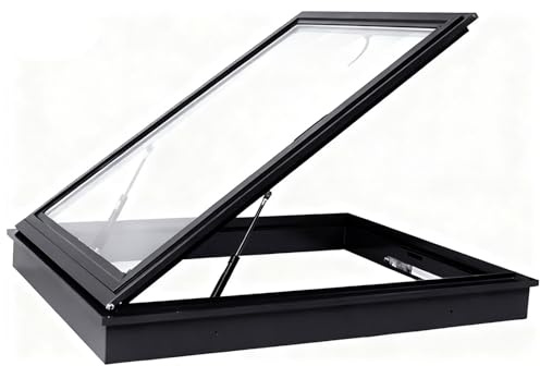 Dachfenster, Manuelles Lüftungs- und Beleuchtungsdachfenster mit doppelschichtigem gehärtetem Glas Glasdachausstiegsluke for Dachboden, Keller, Wintergarten, Schuppen, Haus(55X45cm)