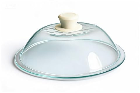 AGLAS-AGLAS Lighter Weight Tempered Glass Microwave Splatter Cover – 293mm(inner266mm)/11.5” (Inner Diameter 10.5”) - Heat-Resistant - Durable Glass Lid with Vent,Dishwasher Safe, 100% Food Grade