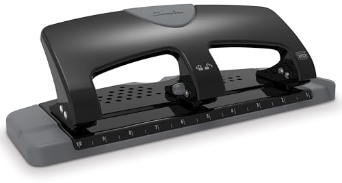 Swingline 3 Hole Punch, Desktop Puncher for Binder, 20 Sheet Punch Capacity, SmartTouch, Black/Silver (74133)