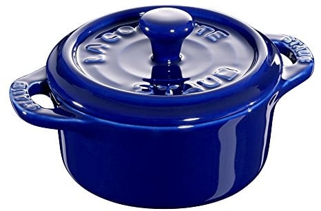 STAUB Ceramics Dutch Oven 3-piece Mini Round Cocotte, Dark Blue