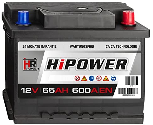 HR HiPower Blei-Säure 65Ah 12V 600A/EN Autobatterie mit bewährter Calcium-Calcium-Technologie (Ca/Ca)