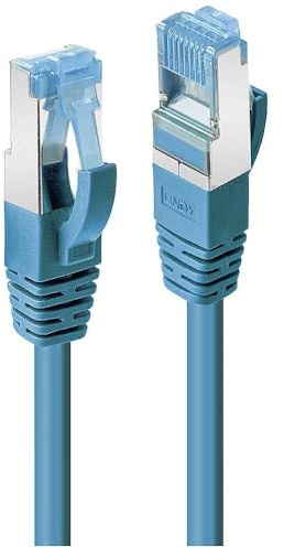 LINDY 0.3m CAT6a S/FTP LSZH Snagless Gigabit Ethernet Cable, Blue