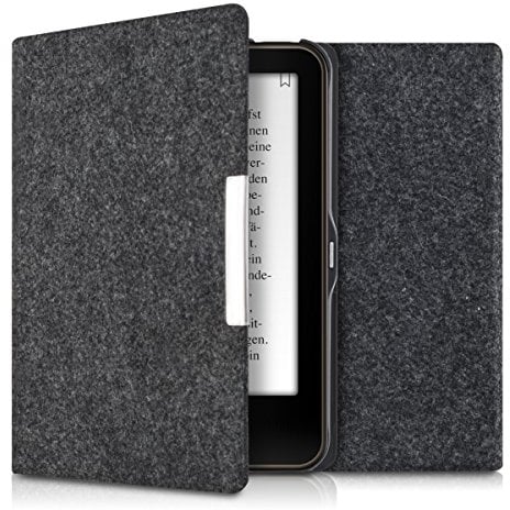 kwmobile Hülle kompatibel mit Tolino Vision 1/2 / 3/4 HD - Filz Stoff eReader Schutzhülle Cover Case - Dunkelgrau
