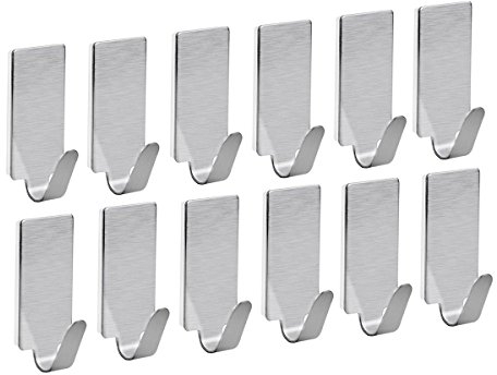 NUOLUX Adesivo in acciaio inox asciugamano ganci asciugamano rack ganci a parete per cucina bagno 12pcs