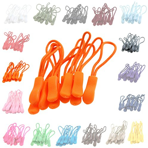10 Zipper-Schlaufen 70 Farben Reißverschluss-Anhänger Reißverschluss-Verlängerung Pull Anhänger, Farbe:orange