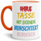 Tasse selbst gestalten/mit eigenem Text beschriften/Wunsch-Name/Spruch-Tasse/Rand & Henkel Orange/Motiv für Linkshänder sichtbar