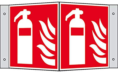 MBS-FIRE® Feuerlöscher Winkelschild Nach ISO 7010, Nachleuchtend Oder Nicht, Größe: 150x150 Oder 200x200mm