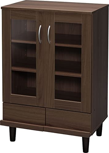 Iris Ohyama, Aparador con cajones y baldas / vitrina de madera / armario con puertas, Diseño,Ajustable en altura cada 3,2 cm, Cocina, sala - Cabinet - KBN-9390 - Roble