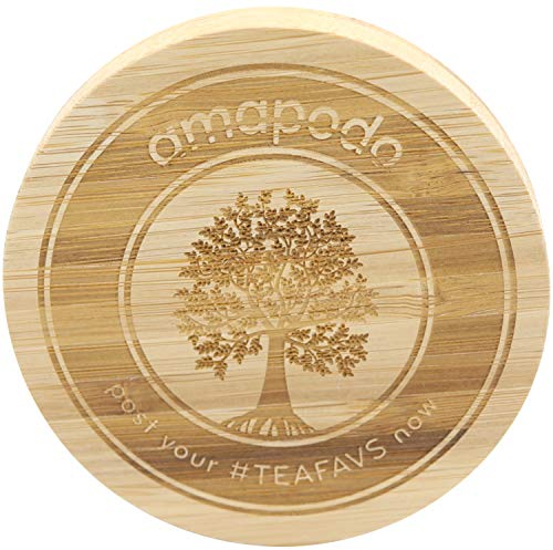 amapodo Bambus Deckel Ø85mm für Tassen und Teekannen - Unterseite aus Edelstahl ist perfekt als Ablage für ein Teesieb geeignet - plastikfrei
