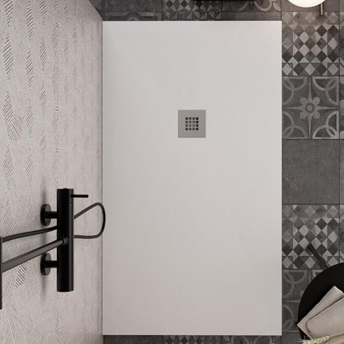Receveur de douche 80 x 170 cm blanc en marbre résine pierre Star Plus