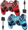 Lot de 2 manettes filaires pour PS2 Dual Shock, compatibles avec Playstation 2 (rouge clair et bleu clair)