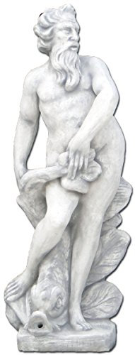 Gartenbrunnen Steinstatue Neptun Draußen Deko Figur Antik Römischer Gott