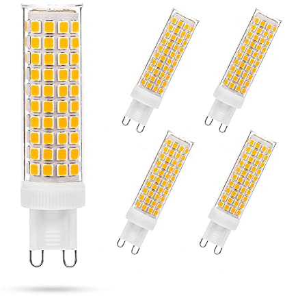 Yosenmi G9 LED Bulb 10W, 100W G9 Halogen Bulb Equivalent, 1200LM, AC 100V-265V, Warm White 3000K, Non-Dimmable G9 Bulbs for Home Lighting,5-Pack