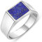Siegelring Lapislazuli Stein Blau 925er Silber Rhodiniert Anlaufgeschützt für Damen und Herren 60 (19,1 mm Ø)