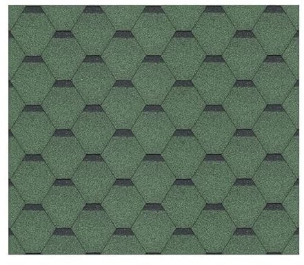 Bitumenschindeln-Set Hexagonal Rock H550GREEN, Grün Bitumen-Dacheindeckung Timbela M550 für Gartenhaus