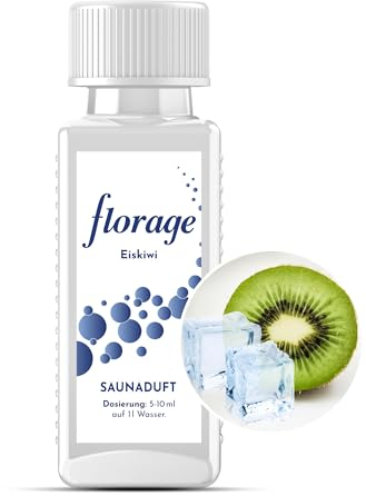 Florage 100ml Saunaaufguss EISKIWI - 50 Jahre Erfahrung als deutsche Duftmanufaktur, hochergiebiges Aufgussmittel für die Sauna, viele Aufguss Düfte, vegan und ohne Tierversuche, auch als Set