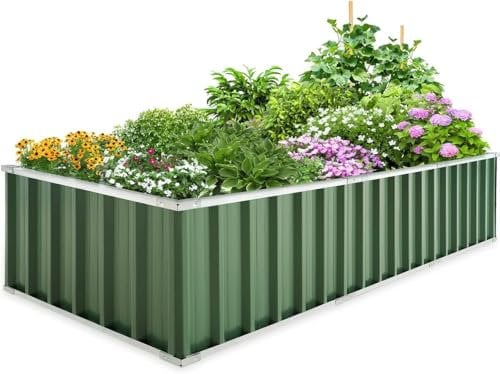 KING BIRD Hochbeet Metall 258x90x46cm, Hochbeete-Kit für Garten aus Verzinktem Stahl, Rostfrei und Haltbarkeit, Einfacher Aufbau, für Gemüse Kräuter Blumen,Grün