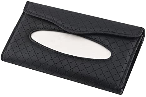 Auto Taschentuchbox Halter,MoreChioce Auto Taschentuchbox Hängen Taschentuchspender für Sonnenblende Serviettenhalter Kosmetiktücherbox Auto Tissue Box PU-Leder-Taschentuchetui,Schwarz