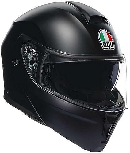AGV Streetmodular ECE 22-06 Mono, Modularer Helm, Motorrad Klapphelm ECE 22-06 P/J in Zwei Konfigurationen zugelassen, mit Sonnenblende, Matt Schwarz, L