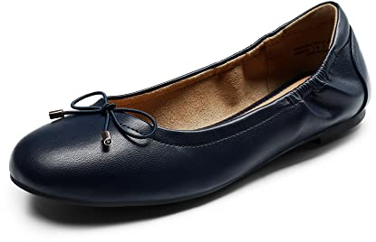DREAM PAIRS Womens Ballet Flats Bow Slip-on Pumps Work Smart Office Formal Comfort Dolly Shoes,Size 5,Navy,SDFA2310W-E