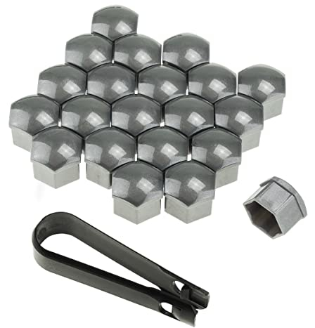 Stix 21x Radschrauben Kappen Abdeckungen mit Abzieher Radschruabenkappe Grau SW17