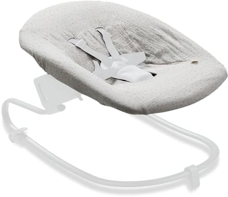 hauck Schonbezug für Babywippen und Newborn Aufsätze Alpha Bouncer Premium, Alpha Bouncer Deluxe, Alpha Bouncer 2in1, Atmungsaktive Musselin Baumwolle, 85 cm x 74 cm x 0,25 cm (Beige Dots)