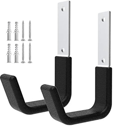 Juformin Heavy Duty Utility Hooks for Garage Storage Utility Hooks Wall Mount,Garage Hooks Heavy Duty,Garage Wall Hooks,Hose Holder,Bike Hooks,Ladder Hooks,Leaf Blower Hanger (2 Small)