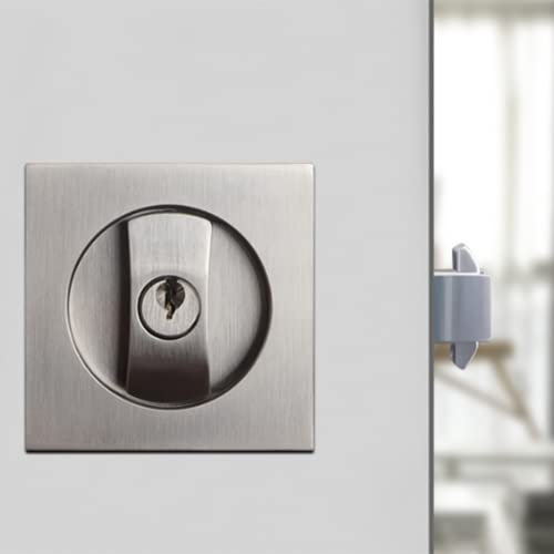 RANRAO Serratura per porta con chiave, Serratura per porta scorrevole tascabile, Serratura per porta scorrevole quadrata con chiave