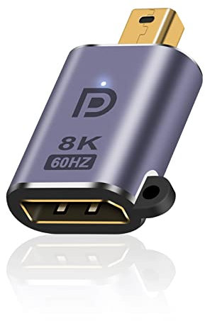 Maxhood 8K Mini Displayport to Displayport Adapter, Mini DP to DP Male to Female Extension Adapter, Gold Plated Mini DP 1.4V Adapter for Macbook Air/Pro, Camera, 1-Pack