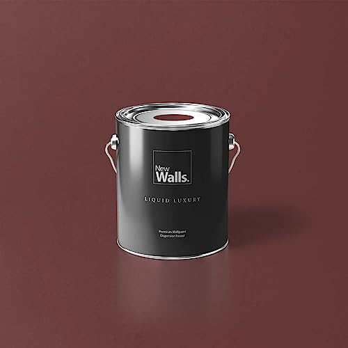 New Walls Premium Wandfarbe Rot, Kastanienrot Liquid Luxury Dispersionsfarbe für Innenräume – 2,5 L