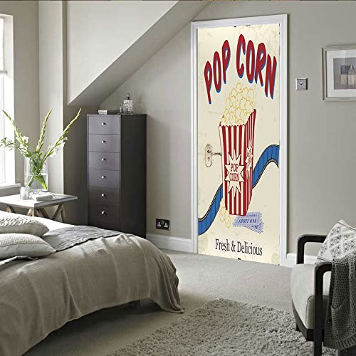 fototapete 50x125cm(19.68 inches * 49.21 inches) Popcorn Film Türtapete Türposter selbstklebend 3D Türaufkleber Türfolie Türposter Türtapete Selbstklebend Türfolie Türposter Selbstklebend