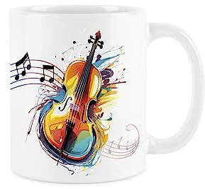 Purely Home Cello-Tasse – buntes Musikinstrument, abstrakt, weißer Tee, Kaffee, Geschenk, Tasse