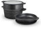 Tower T900190 Precision Multi-Functional Casserole Set with Steamer Insert, Lightweight Cast Aluminium, 24cm, Black