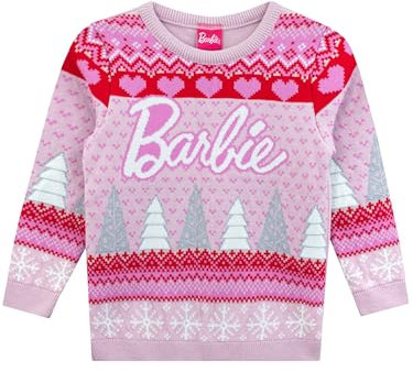 Barbie Pull de Noël Fille | Sweat De Noël | Pull De Noël Enfants | Rose 5-6 Ans