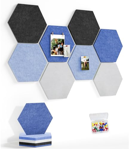 Groß Filz Pinnwand Selbstklebend Korkplatte Filzplatte mit 30 Pinnnadeln, 8 Stück Korkwand Filzboard Memotafeln Bulletin Board Memo Boards Wanddekoration für Büro Küche