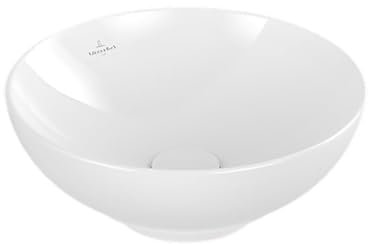 Vasque 38 x 38 ronde à poser VILLEROY ET BOCH Loop & Friends non meulé stone white avec trop plein