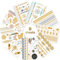 9 Blatt Metallic Gold Henna Temporäre Tattoos 80+ Mandala Tattoos Blumen, Mandalas, Elefanten Wasserfest Ungiftig Langlebig für Strand, Festivals, & Partys