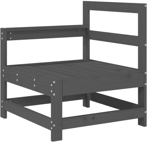 vidaXL Garten Ecksofa, Modular Gartenmöbel, Sofa Lounge Sessel für Garten Terrasse Balkon, Gartensofa Gartensessel, Grau Massivholz Kiefer