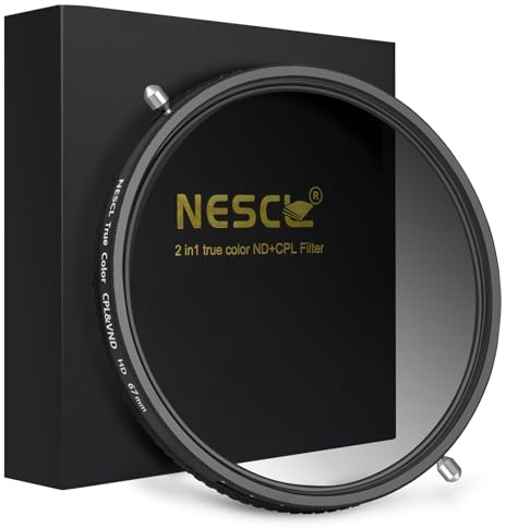 NESCL Nano-X PRO 67mm True Color Variable ND Filter ND2-32 (1-5 Stops) & CPL Filter Polfilter 2-in-1 Multifunktionaler Graufilter